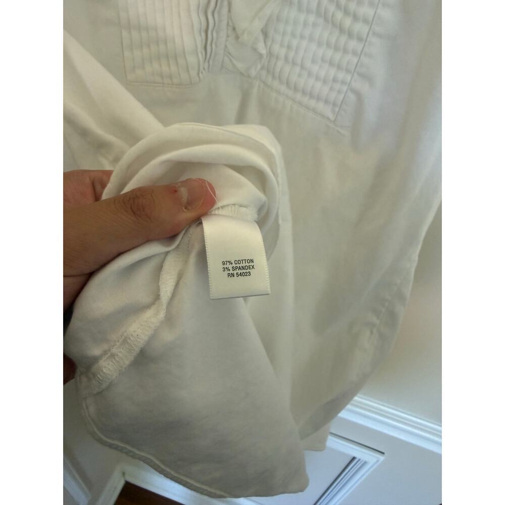 Y2K Office Siren Ruffle Preppy Sleeveless Blouse White Banana Republic Summer- 8 - Picture 6 of 8